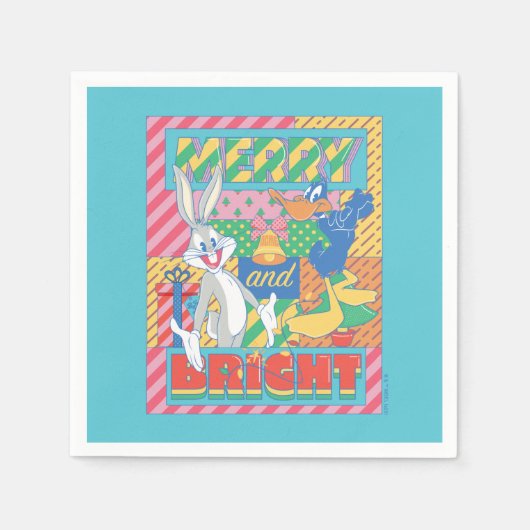 ルーニー・チューン™ |とメリー明るいクリスマス スタンダードカクテルナプキン (正面)