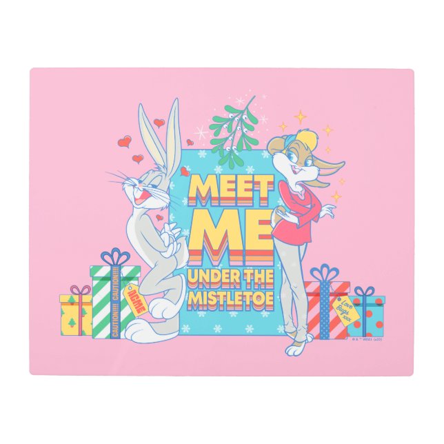 ルーニー・チューン™ | Mistletoeの下で会う メタルプリント (正面)