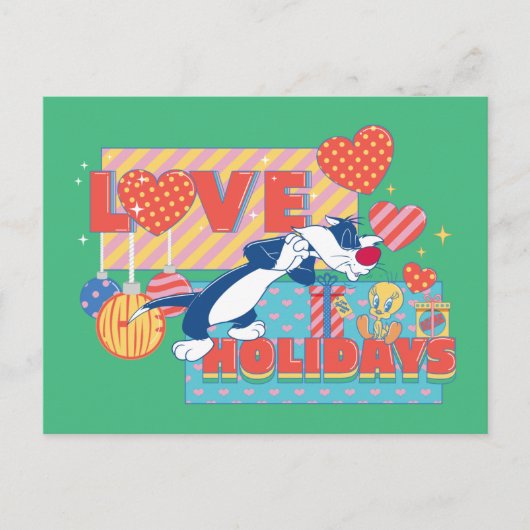 ルーニー・チューン™ | SYLVESTER™ & TWEETY™ラブホリデー ポストカード (正面)