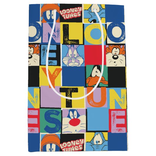 ルーニー・トゥーンズ™ キャラクターチェッカーブロック ミディアムペーパーバッグ (正面)