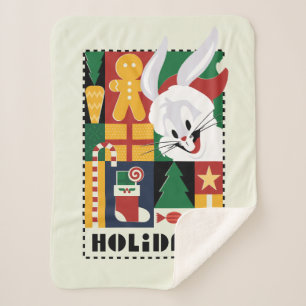 ルーニーTUNES™バグBUNNY™ホリデーバッジ シェルパブランケット