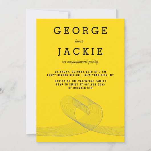 ルーピモダンーラブライン婚約パーティ招待状 招待状 (正面)