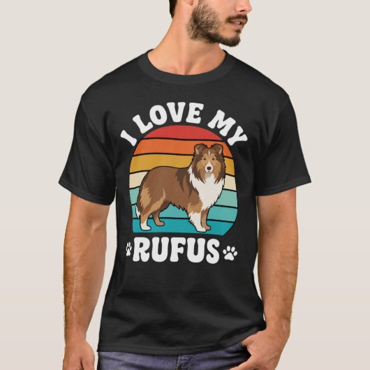 ルーファスが大好き レトロコリー犬 Tシャツ (正面)