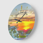 ルーフトップサンセット2295 ラージ壁時計 (傾斜)