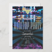 ルーフトップラウンジスカイバーナイトライフアウトティング誕生日 招待状 (正面)