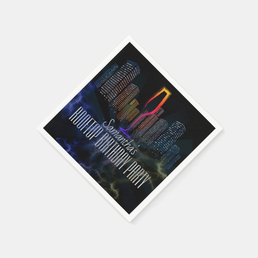 ルーフトップラウンジナイトライフティンスカイバー誕生日 スタンダードカクテルナプキン (角)