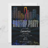 ルーフトップラウンジナイトライフティンスカイバー誕生日 招待状 (正面)