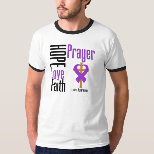 ループスの希望愛信頼の祈りの言葉の十字 Tシャツ (正面)