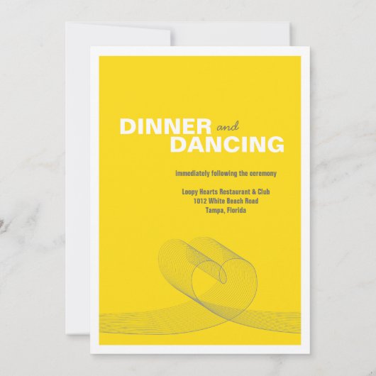 ループモダンハートラブラインイエローウェディング招待 招待状 (裏面)