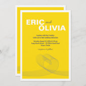 ループモダンハートラブラインイエローウェディング招待 招待状 (正面/裏面)