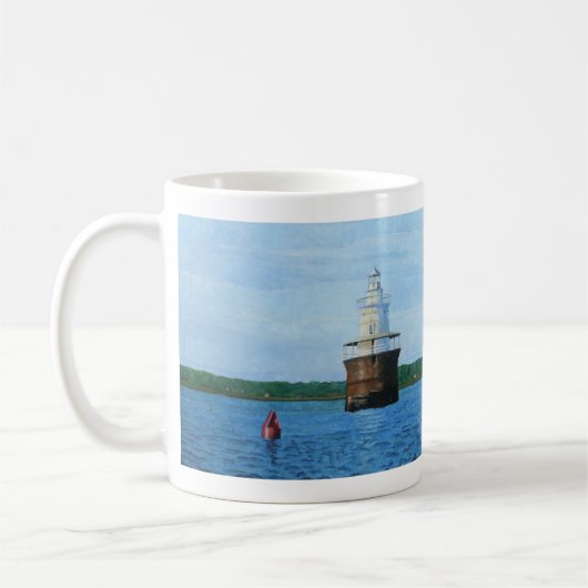 ルーベック水路灯台の絵画 コーヒーマグカップ (左)