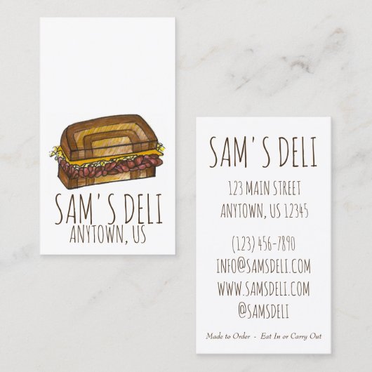 ルーベンサンドイッチユダヤ人デリ料理レストランシェフ 名刺 (正面/裏面)