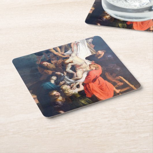 ルーベンスの十字架からの降下 スクエアペーパーコースター (アングル)