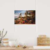 ルーベンス – レイケンの風景の牛とミルクメイド ポスター (キッチン)