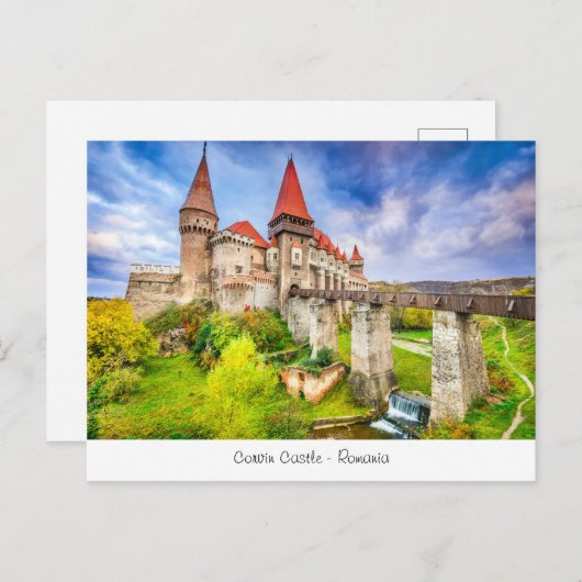 ルーマニアからのCorvinの城の郵便はがき ポストカード (正面/裏面)