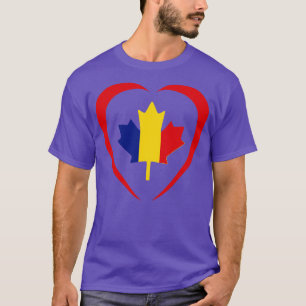 ルーマニアのカナダ多国籍愛国国旗のハート Tシャツ