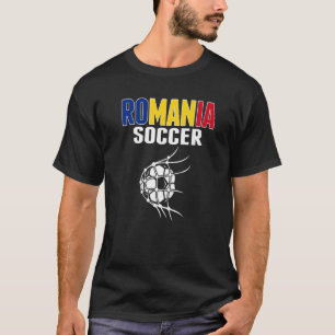 ルーマニアのサッカーボールでネットルーマニアのサッカーSupp Tシャツ