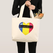 ルーマニアのハート形の国旗 ラージトートバッグ (正面(商品))