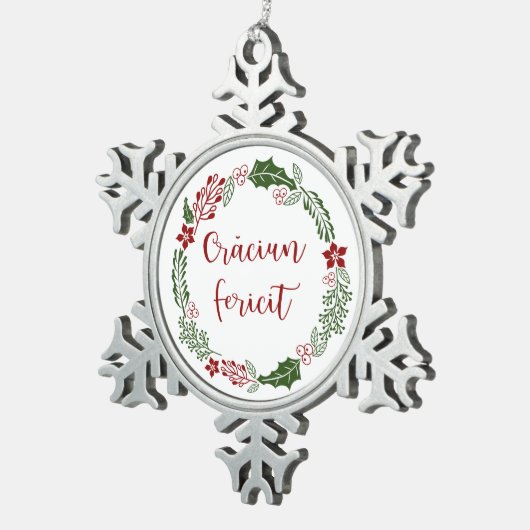 ルーマニアのメリークリスマスリース、クラウシウンのフェティク スノーフレークピューターオーナメント (右)