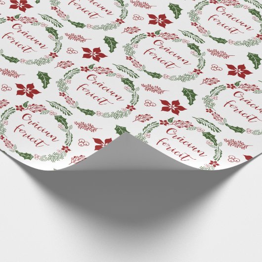 ルーマニアのメリークリスマスリース、クラウシウンのフェティク ラッピングペーパー (角)