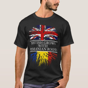 ルーマニアのルーツルーマニア国旗で育てられた英国の国 Tシャツ