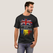 ルーマニアのルーツルーマニア国旗で育てられた英国の国 Tシャツ (正面フル)