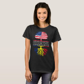 ルーマニアのルーツ米国国旗の木Rで栽培されたアメリカ人 Tシャツ (正面フル)