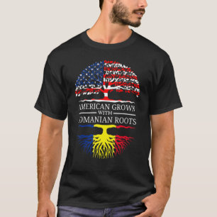 ルーマニアのルーツ米国国旗の木Rで栽培されたアメリカ人 Tシャツ