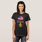 ルーマニアのルーツ米国国旗の木Rで栽培されたアメリカ人 Tシャツ (正面フル)