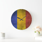 ルーマニアのヴィンテージの動揺してな旗 ラージ壁時計 (ホーム)