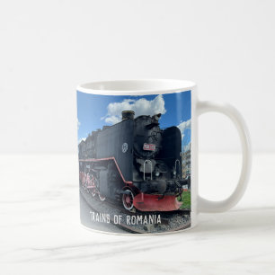 ルーマニアの列車。ディーゼルおよび蒸気列車オン コーヒーマグカップ