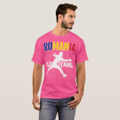 ルーマニアの卓球ファンのジャージールーマニア国旗のピン Tシャツ (正面フル)