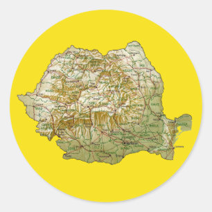 ルーマニアの地図のステッカー ラウンドシール