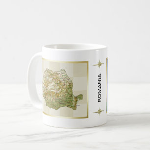ルーマニアの旗と地図のマグ コーヒーマグカップ