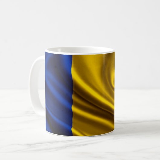 ルーマニアの旗の生地 コーヒーマグカップ (正面左)