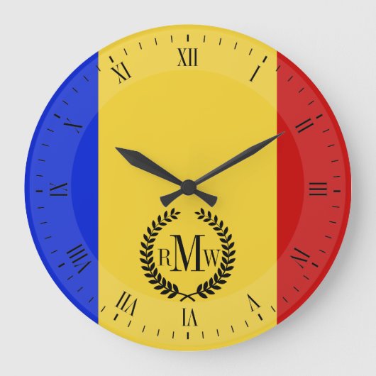 ルーマニアの旗 ラージ壁時計 (正面)