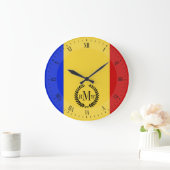 ルーマニアの旗 ラージ壁時計 (ホーム)