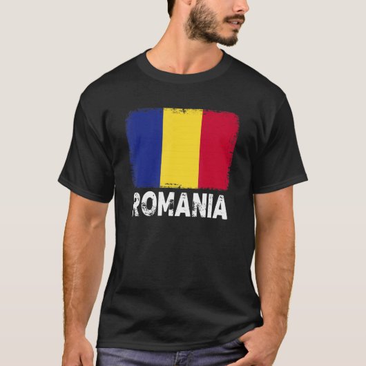 ルーマニアの旗 ルーマニアの人々を応援する 女性 男性 Tシャツ (正面)