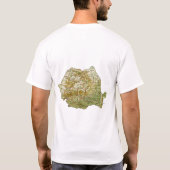 ルーマニアの旗 + 地図 + 文字のTシャツ Tシャツ (裏面)