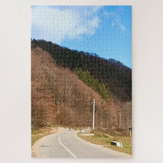 ルーマニアの森を通る屈曲路 - 荒々しい自然 ジグソーパズル (縦)