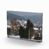 ルーマニアの田舎の風景 - 冬の村のパノラマ フォトブロック (右)