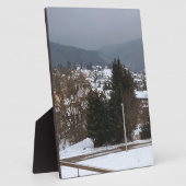 ルーマニアの田舎の風景 - 冬の村のパノラマ フォトプラーク (側面)