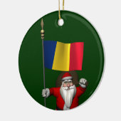 ルーマニアの看板のあるサンタクロース セラミックオーナメント (左)