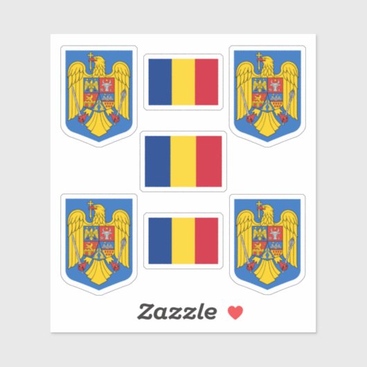 ルーマニアの紋章と国旗のステッカー シール (シート)