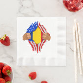 ルーマニアの血の私のTシャツのルーマニア国旗 縁ありランチョンナプキン (インサイチュ)