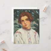 ルーマニアの農民の女性(Stefan Dimitrescu著) カード (正面/裏面インサイチュ)