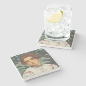 ルーマニアの農民の女性（Stefan Dimitrescu著） ストーンコースター (横)