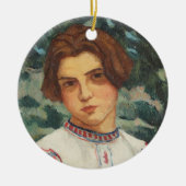 ルーマニアの農民の女性（Stefan Dimitrescu著） セラミックオーナメント (正面)