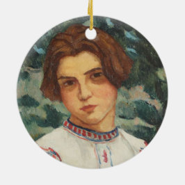 ルーマニアの農民の女性（Stefan Dimitrescu著） セラミックオーナメント