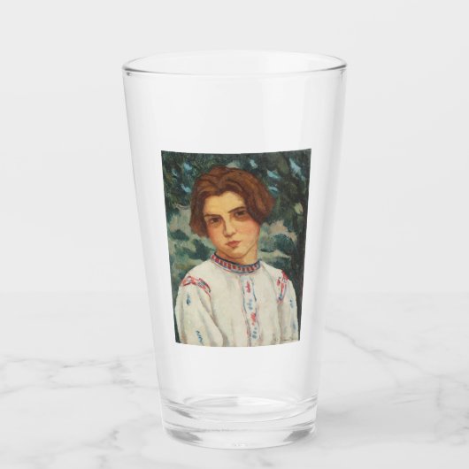 ルーマニアの農民の女性（Stefan Dimitrescu著） タンブラーグラス (正面)